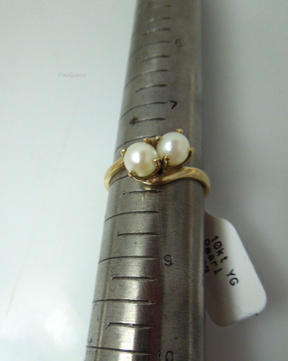 s869 10kt Yellow Gold Pearl Ring Size 7 3/4(US) Signed