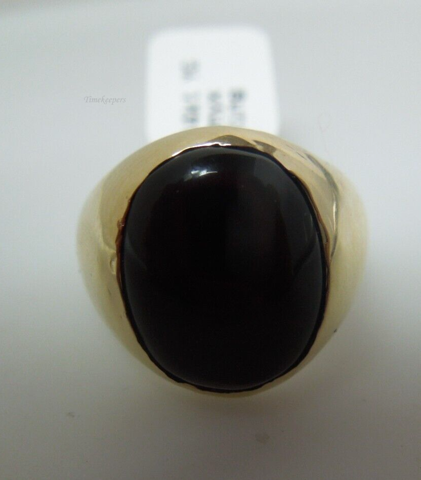 s386 14kt Yellow Gold Onyx Ring Size 7 1/2(US) Signed 9.6g