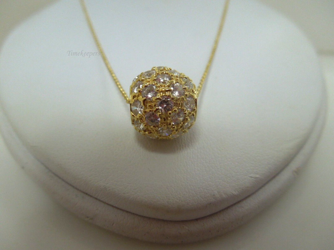 s737 14kt Yellow Gold CZ Ball 19.5" Link Chain Signed 5.4g 