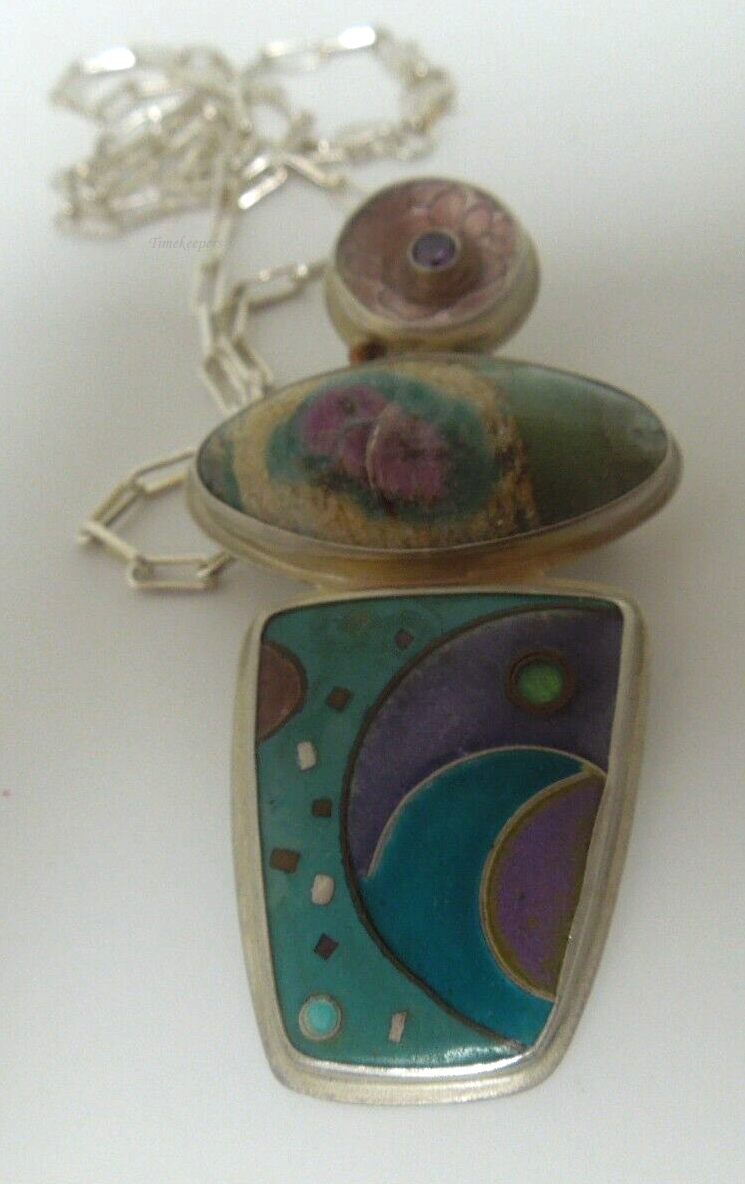 s151 Paula sparks Studio Sterling Silver Enamel Pendant Necklace