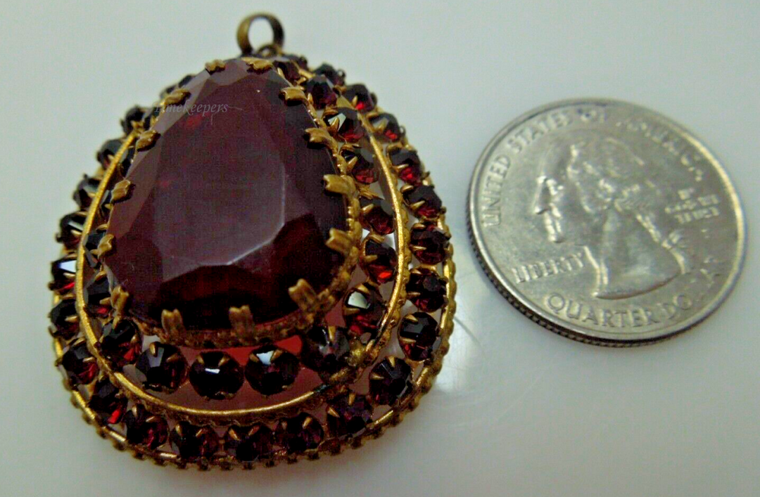 s637 Vintage Czechoslovakia Rhodolite Garnet Pendant 