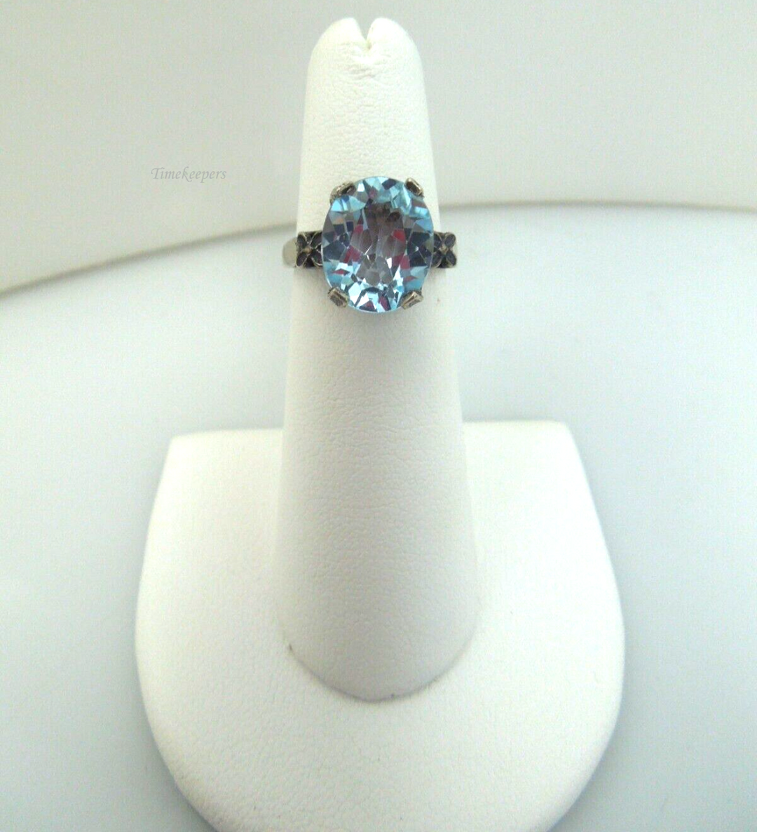 s924 Sterling Silver Blue Stone Ring Size 5(US) Signed 3.5g  