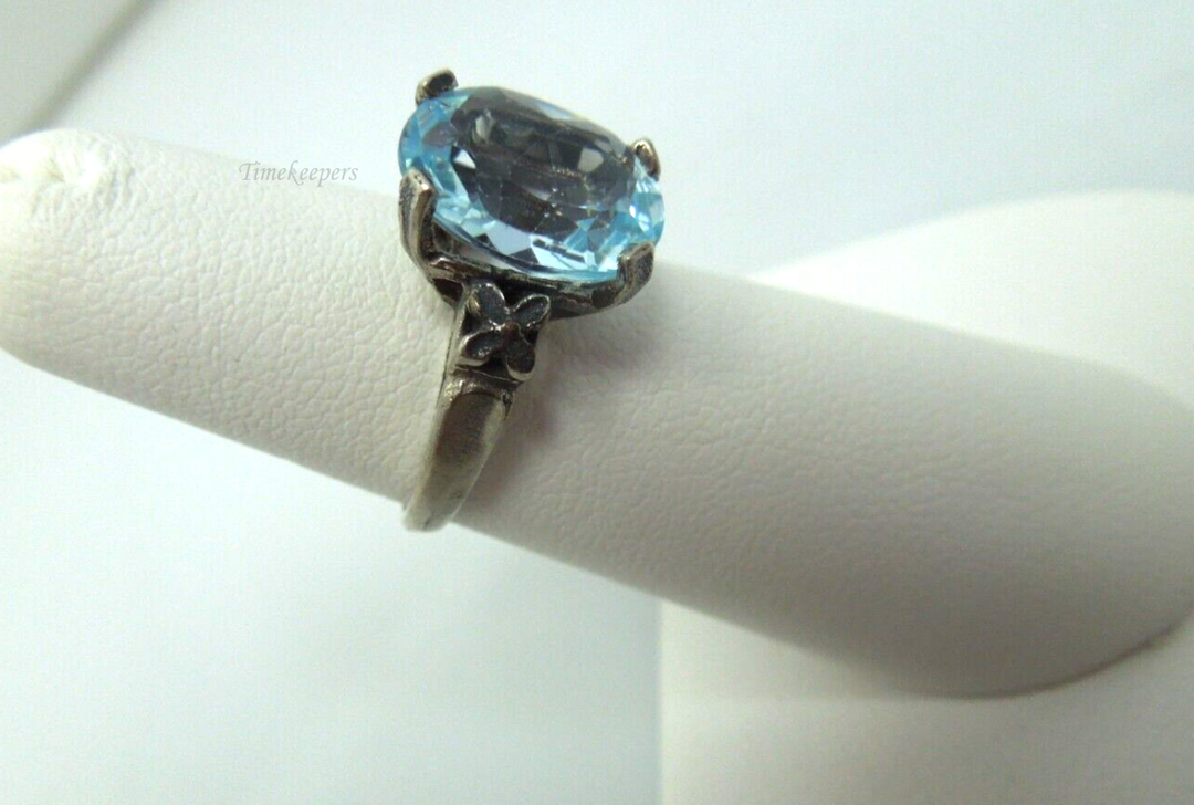 s924 Sterling Silver Blue Stone Ring Size 5(US) Signed 3.5g  