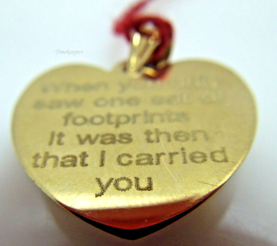 s677 14kt Yellow Gold Heart Footprints Pendant Signed 1.7g