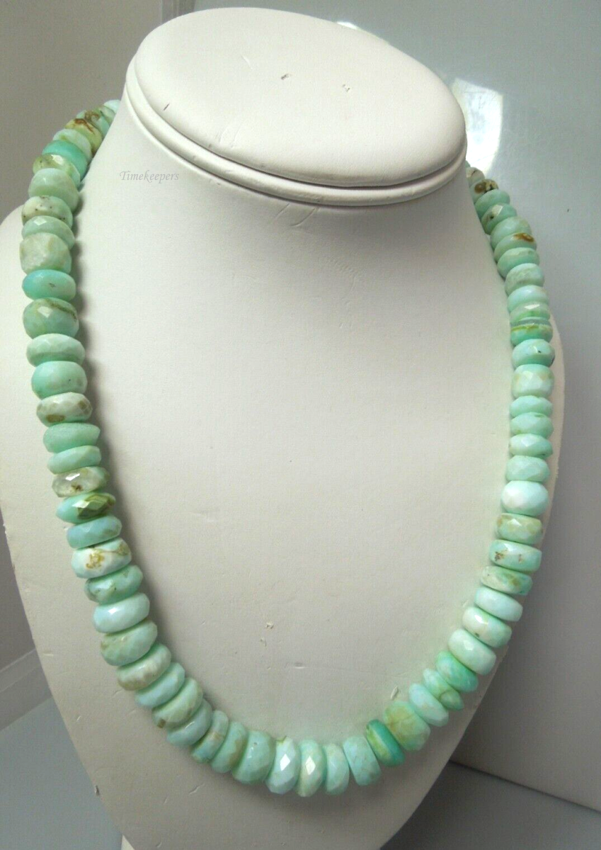 s105 Vintage Rondelle Beaded Prehnite Necklace 19"