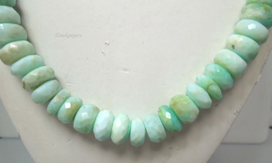 s105 Vintage Rondelle Beaded Prehnite Necklace 19"