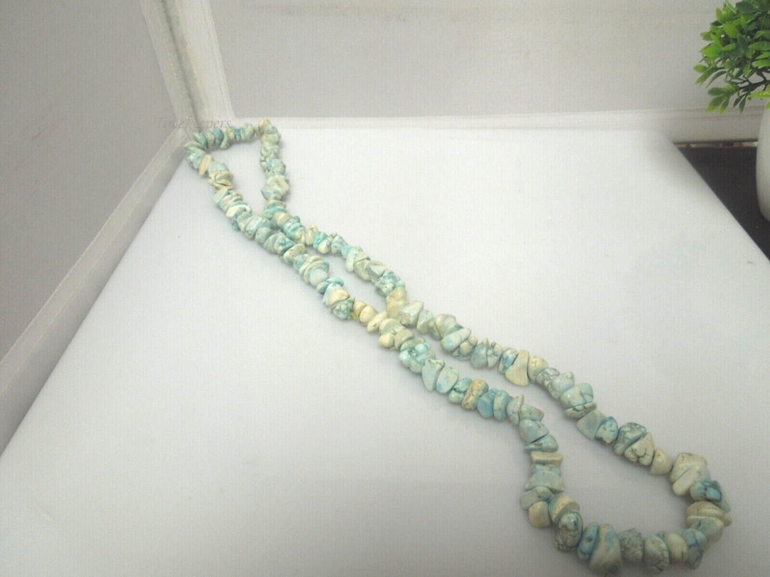 r604 Natural Unpolished Turquoise Nuggets beads Necklace 28"