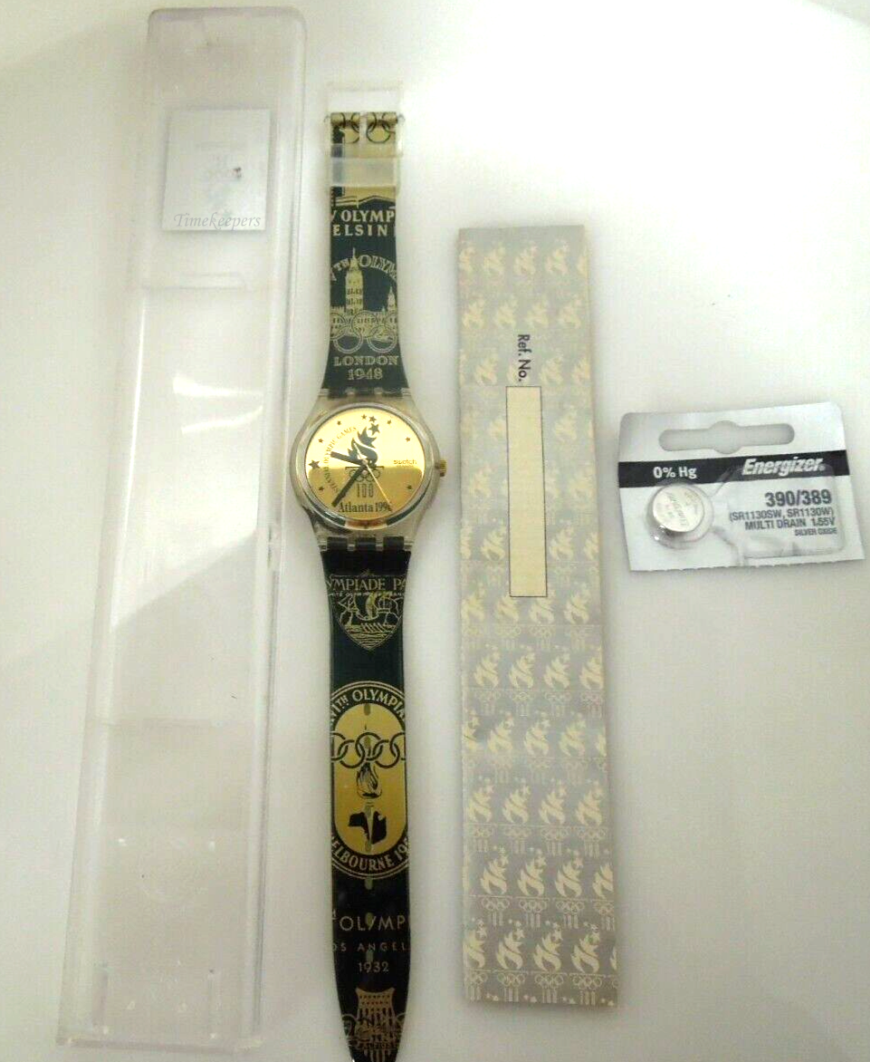 s479 SWATCH Watch "Dan Jansen / Atlanta 1996" GZ136 1994 Retro Green Gold