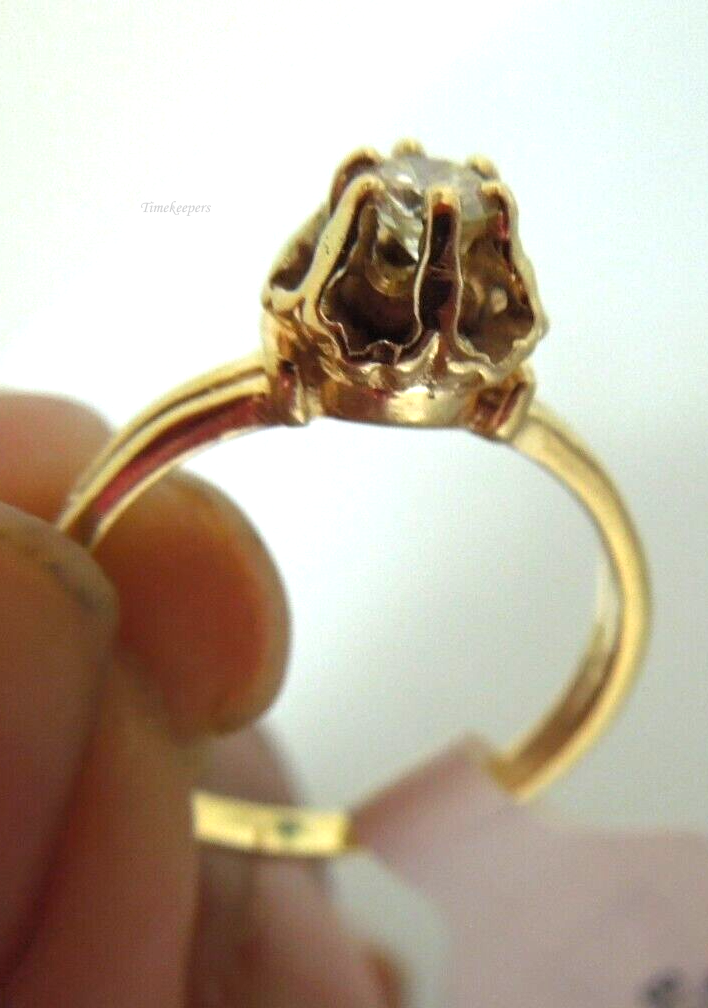 s864 14kt Yellow Gold Diamond .15 cts Buttercup Ring Size 5 1/2(US) Signed 2.1g,14kt Solid Yellow Gold Ring