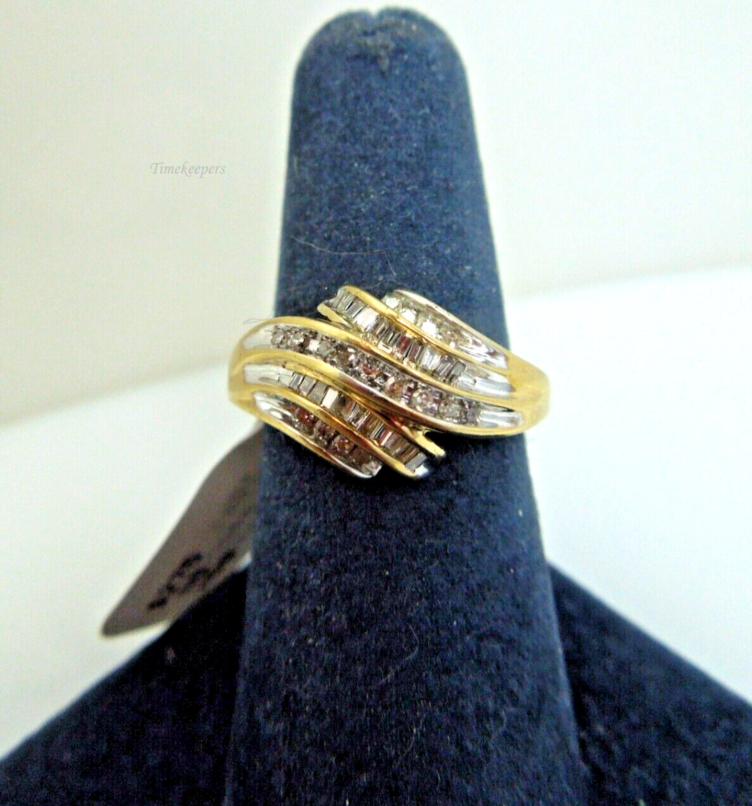 s778 10kt Yellow Gold Diamond Bypass Ring Size 6.75 Signed 3.7g  