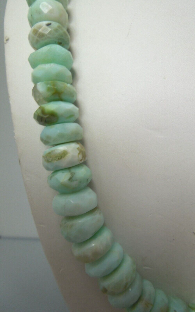 s105 Vintage Rondelle Beaded Prehnite Necklace 19"