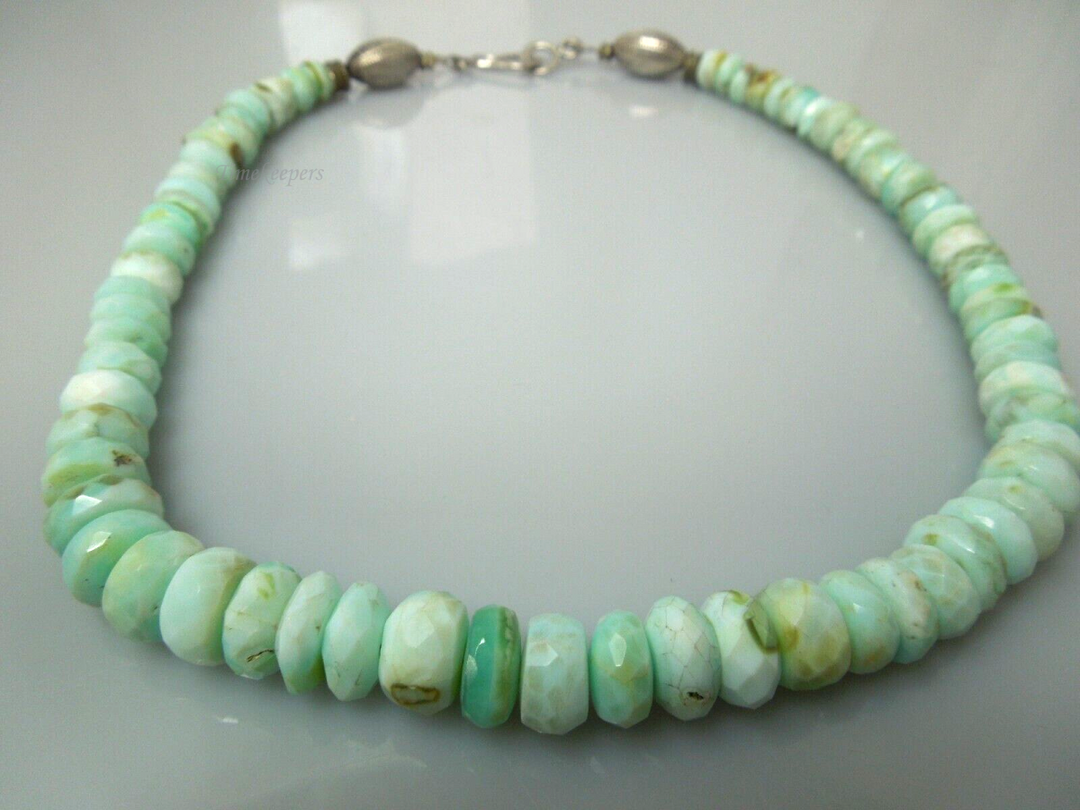 s105 Vintage Rondelle Beaded Prehnite Necklace 19"