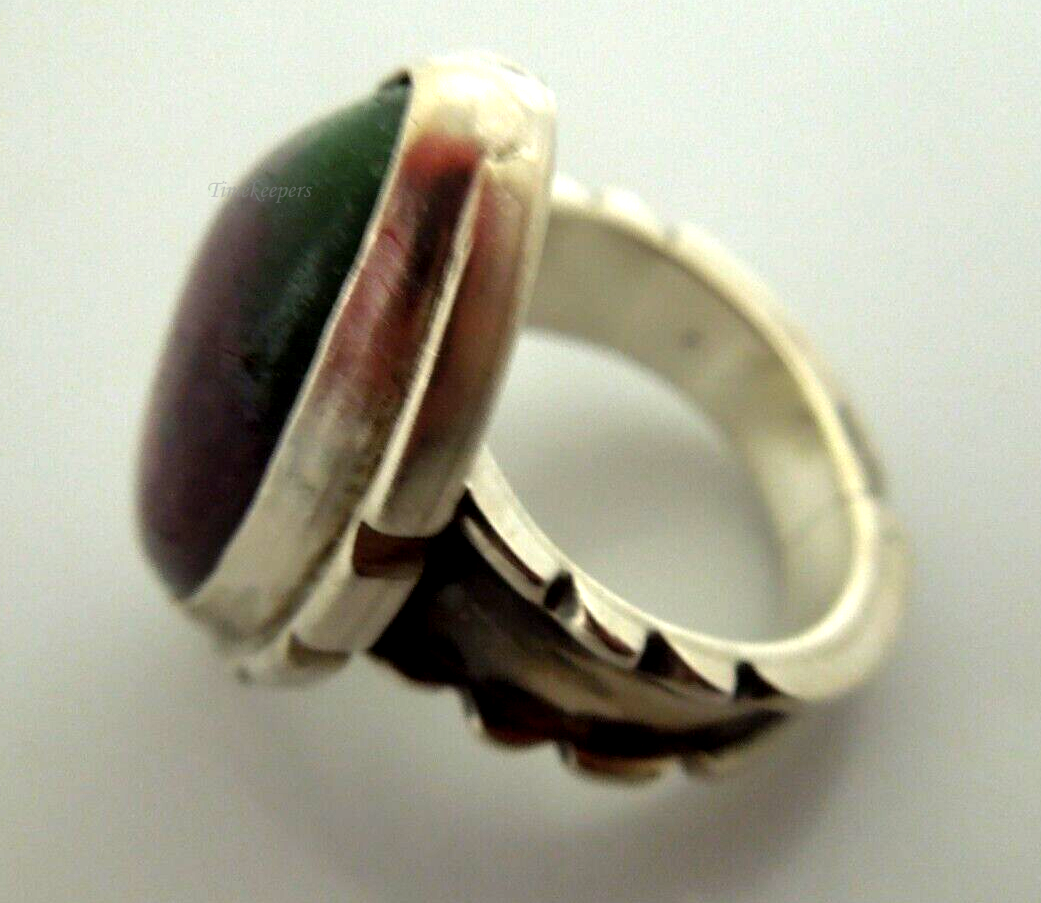 s083 Ruby Zoisite Oval Ring in Sterling Silver in Size 7(US) 