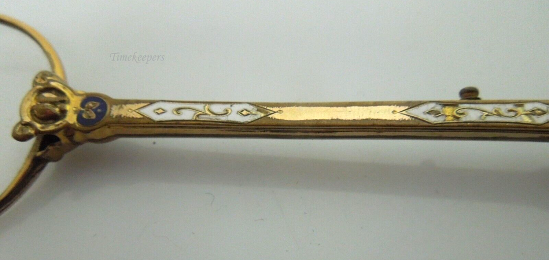 s203 Victorian Antique Lorgnette Folding Opera Glasses Gold filled Enamel Ornate Handle Excellent