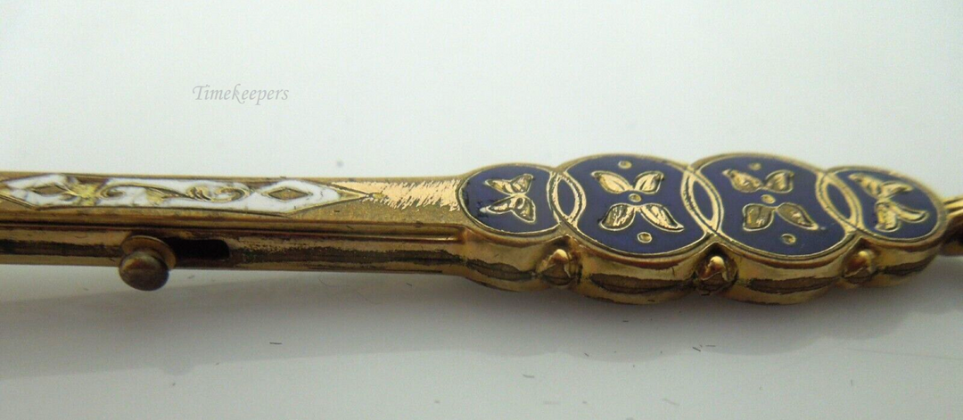 s203 Victorian Antique Lorgnette Folding Opera Glasses Gold filled Enamel Ornate Handle Excellent