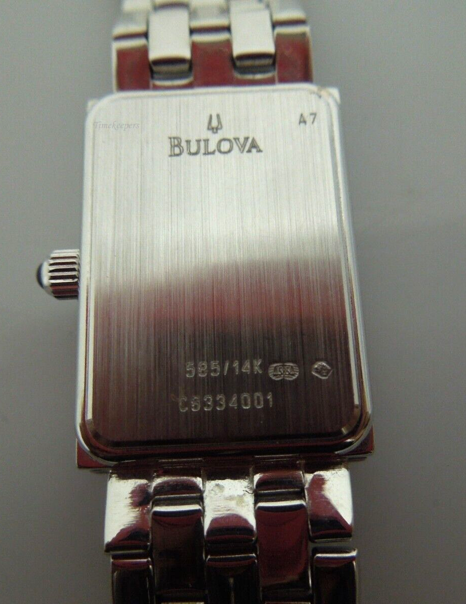 s211 Bulova 14kt white gold ladies diamond wristwatch. Quartz movement.