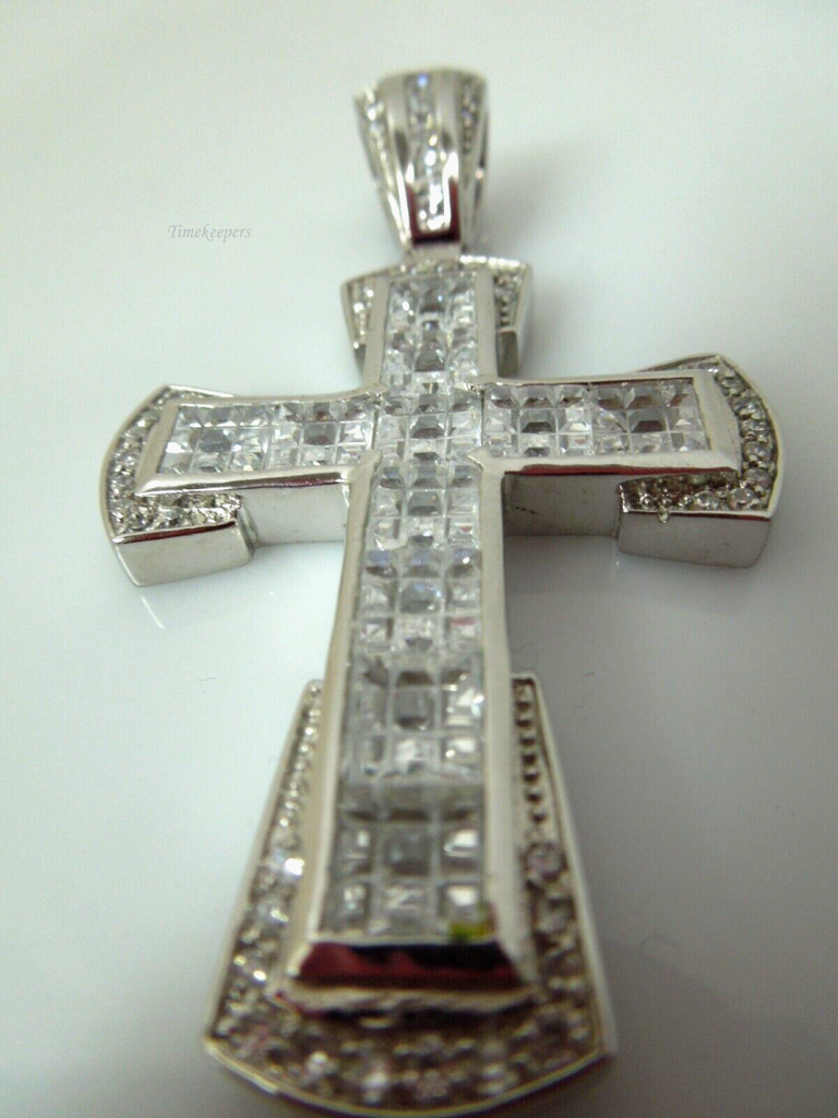 s961 Religious Jewelry,Sterling Silver Cubic Zirconia Cross