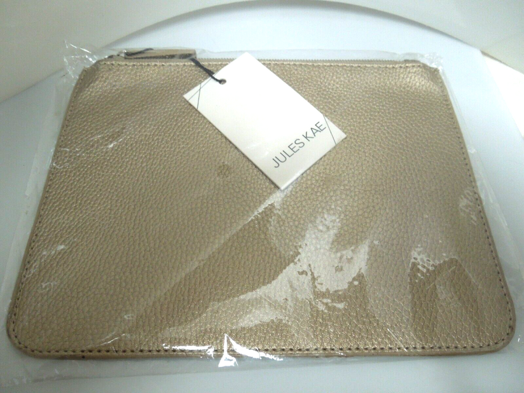 s994 Jules Kae Makeup Bag Small Zipper Pouch Copper Metallic NWT