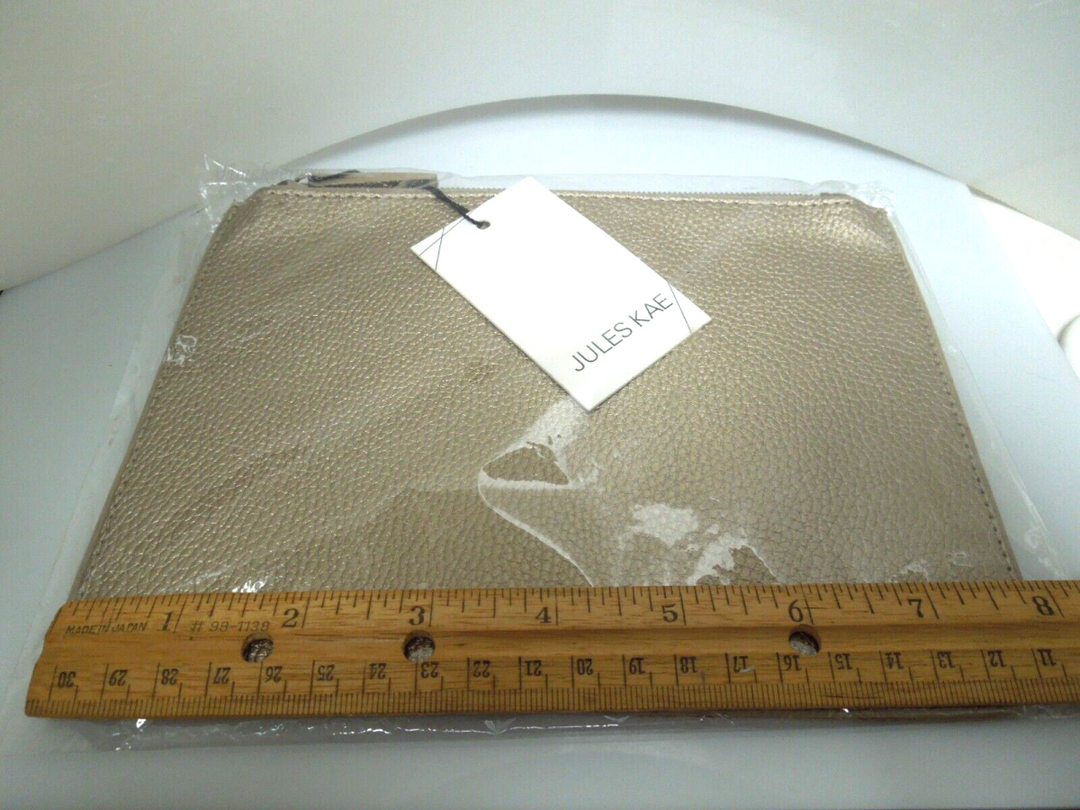 s994 Jules Kae Makeup Bag Small Zipper Pouch Copper Metallic NWT