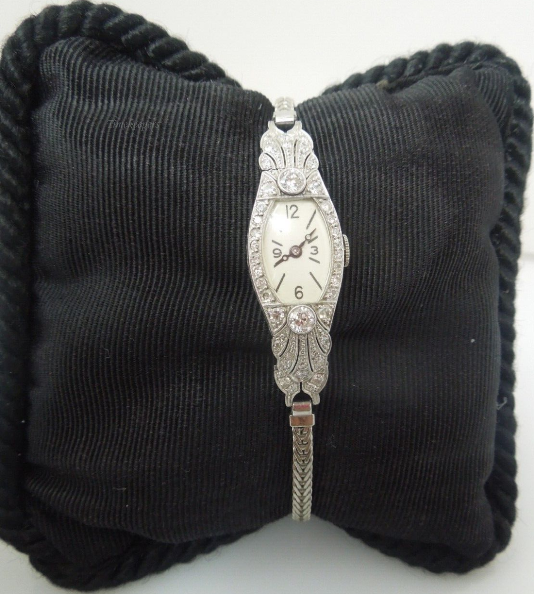 s212 E.Gubelin 14k/18k Solid white Gold and Diamond .55 cts Art Deco Manual Winding Dress Watch, circa 1930s