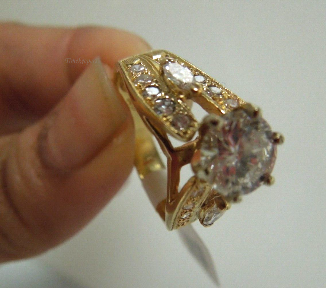 s997 14kt Yellow Gold Diamond 1.75 cts Engagement Ring Size 6 1/2(US) Signed 6g