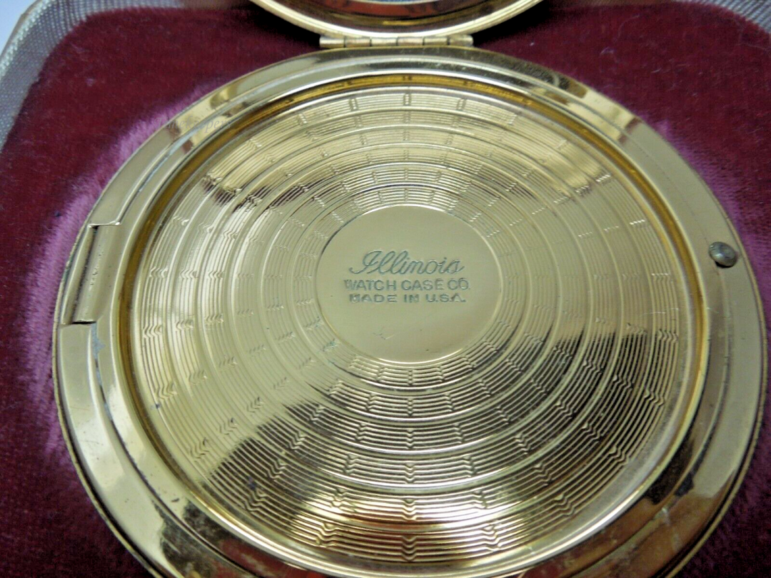 s657 Ladies Compact with watch Rockford Signed Circa 1935 Illinois Case Co with working watch Compound