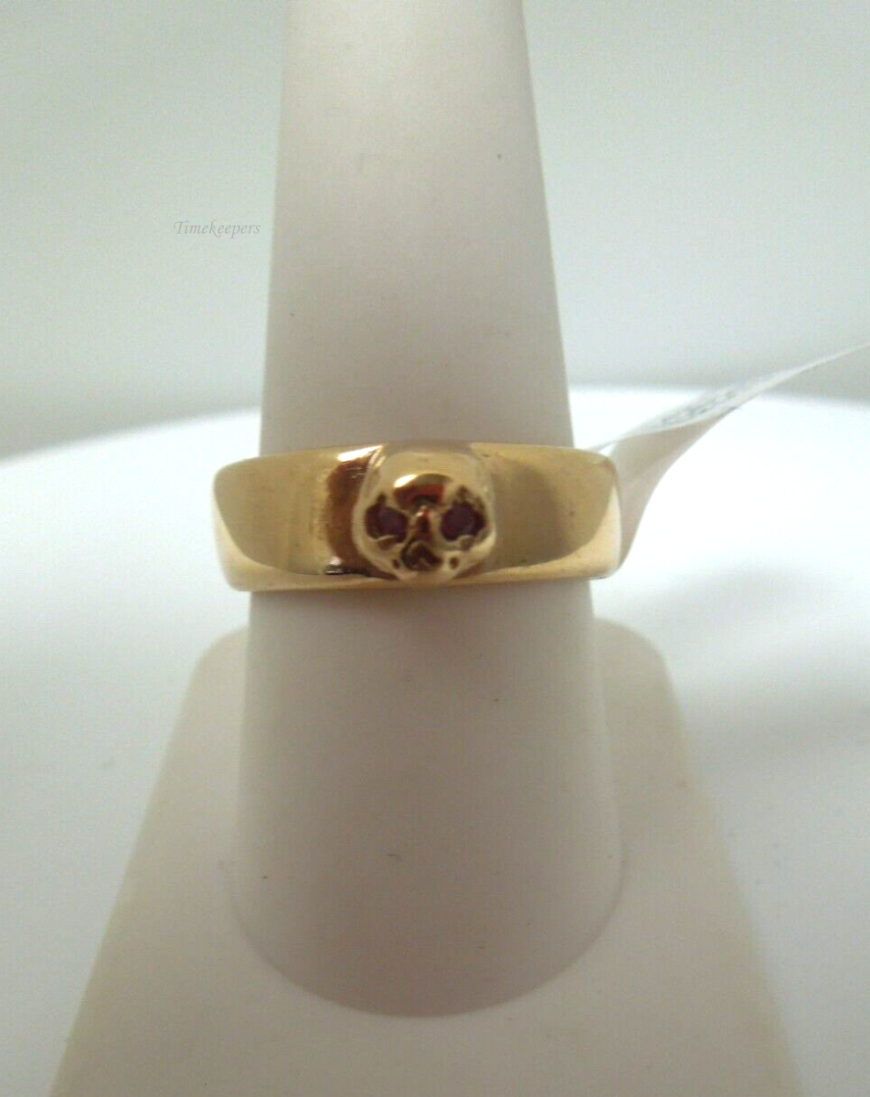 s415 14kt Rose Gold Ruby Eyed Skull Ring Size 9(US) Signed 10.1g