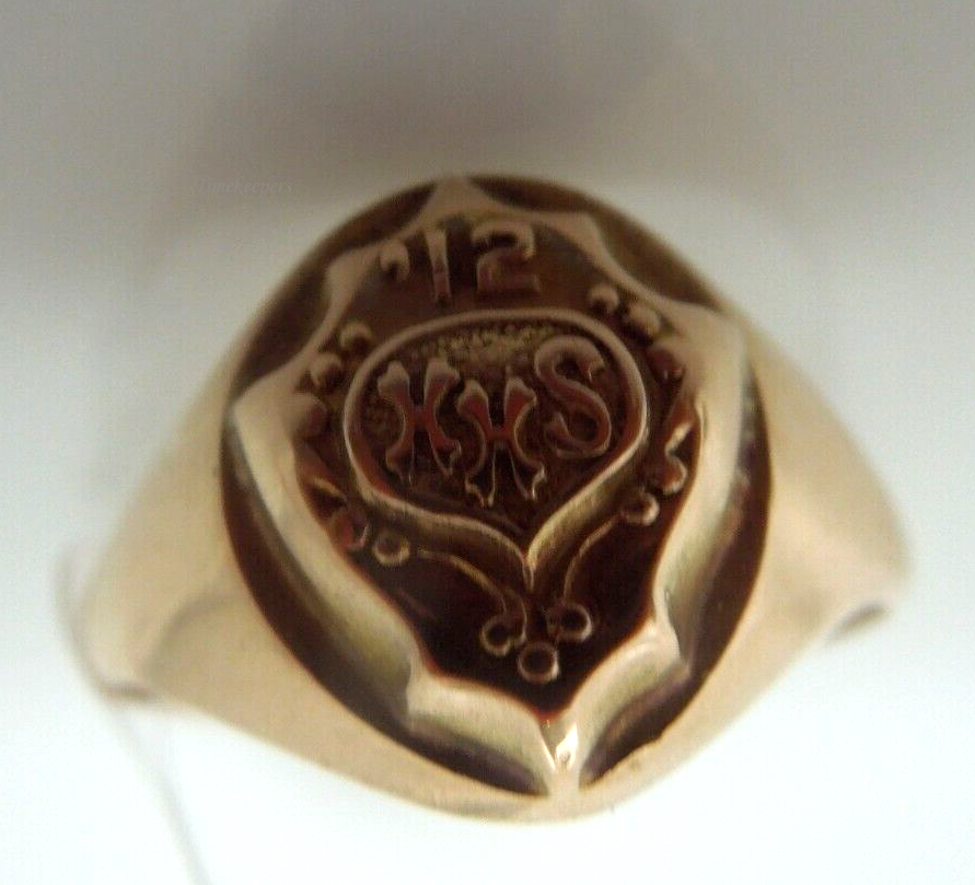 s197 (10kt ) Rose Gold 1912 HHS Ring Size 10 3/4 Signed 6.6g