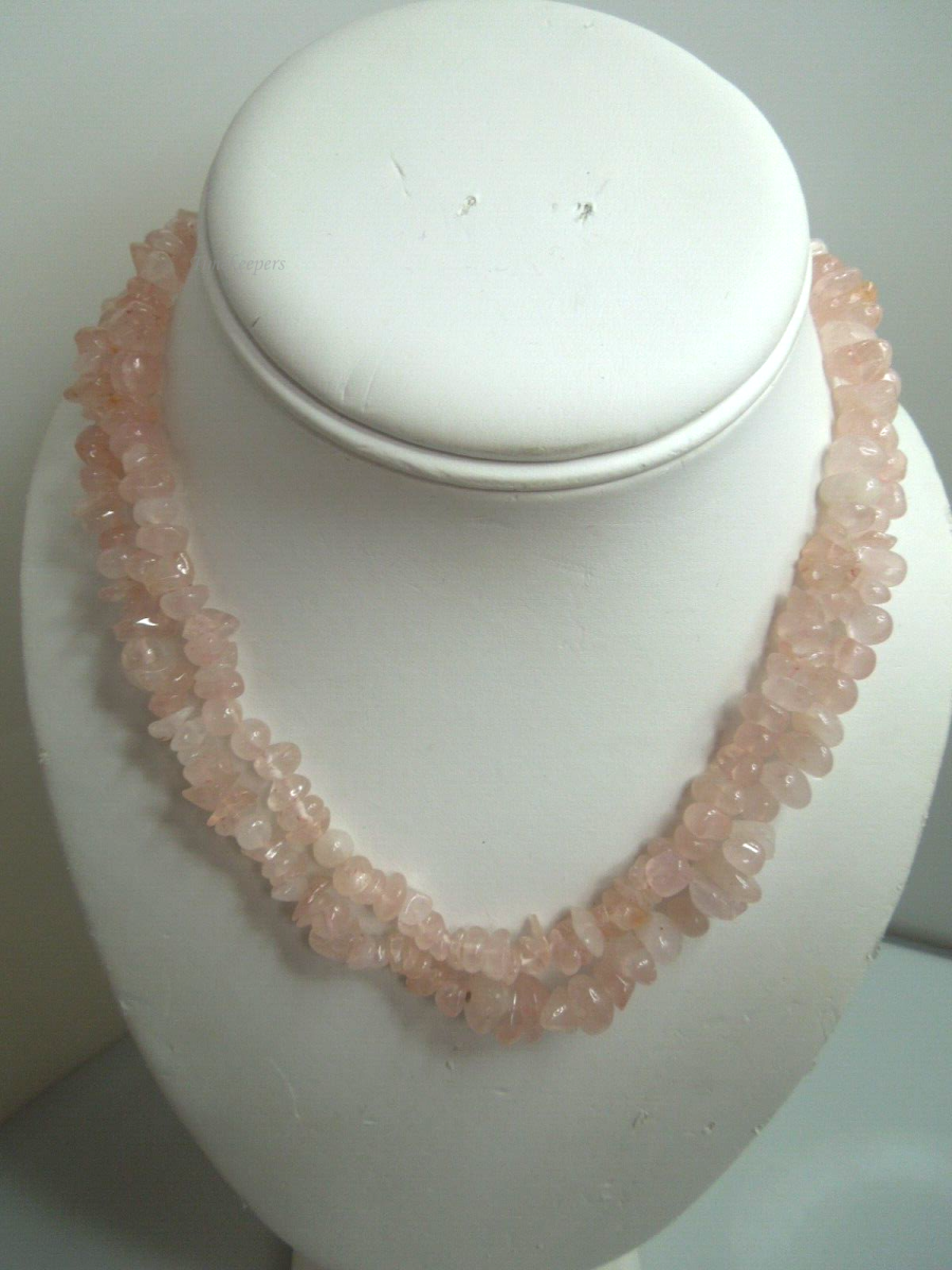 s296 Very Pretty Real Rose Quartz Beaded Long Necklace 32"