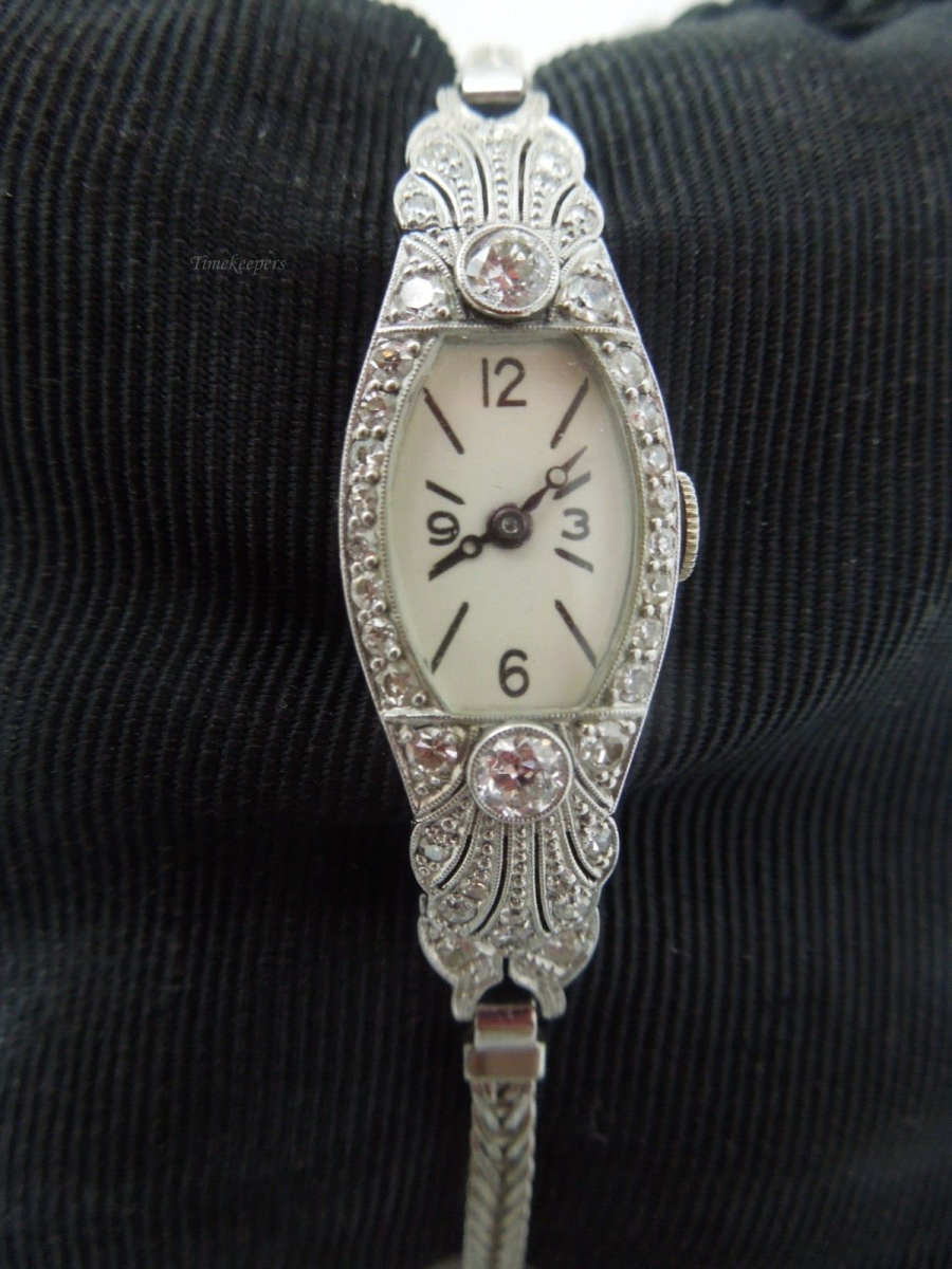 s212 E.Gubelin 14k/18k Solid white Gold and Diamond .55 cts Art Deco Manual Winding Dress Watch, circa 1930s