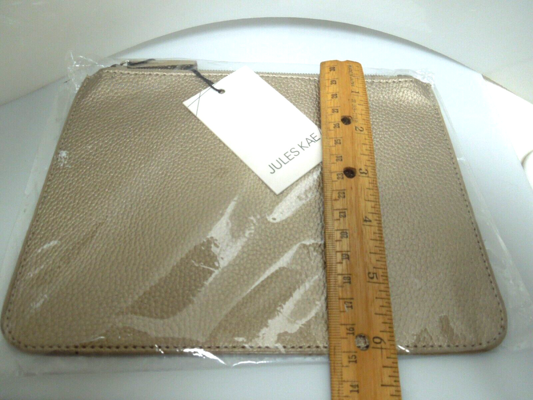 s994 Jules Kae Makeup Bag Small Zipper Pouch Copper Metallic NWT