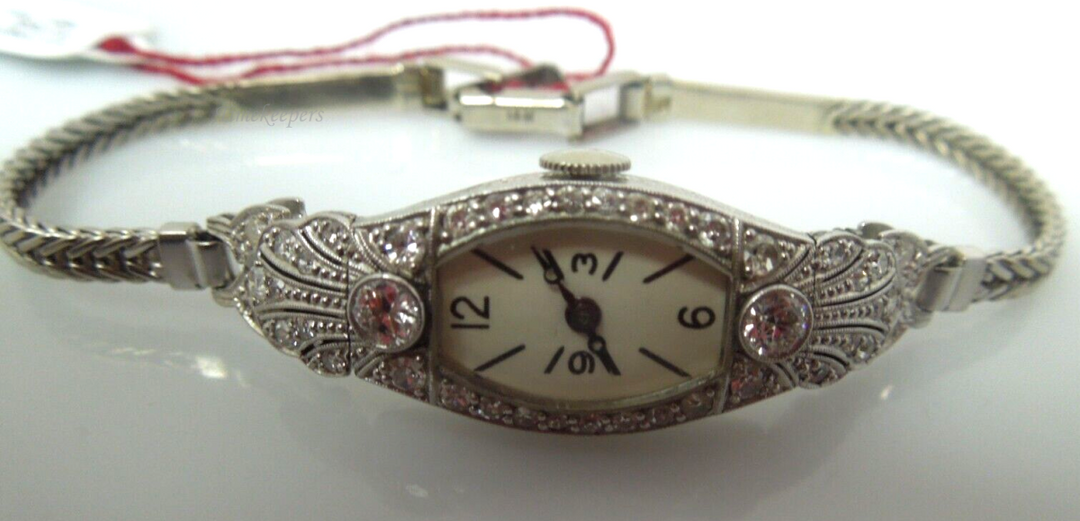 s212 E.Gubelin 14k/18k Solid white Gold and Diamond .55 cts Art Deco Manual Winding Dress Watch, circa 1930s