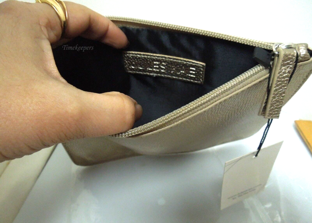 s994 Jules Kae Makeup Bag Small Zipper Pouch Copper Metallic NWT