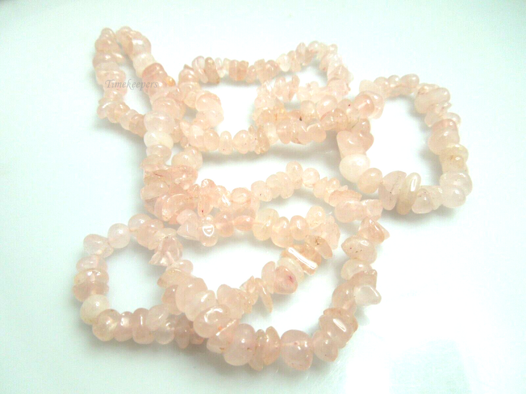 s296 Very Pretty Real Rose Quartz Beaded Long Necklace 32"