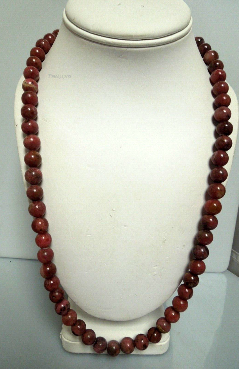 s109 Genuine Rhodonite Natural Gemstone 10mm Necklace 24"