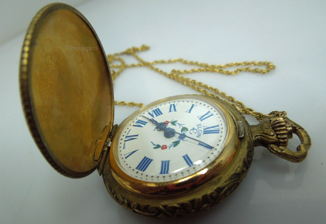 s915 RARE Elgin 17 Jewels Gold Filled Women's Pocket Watch Necklace