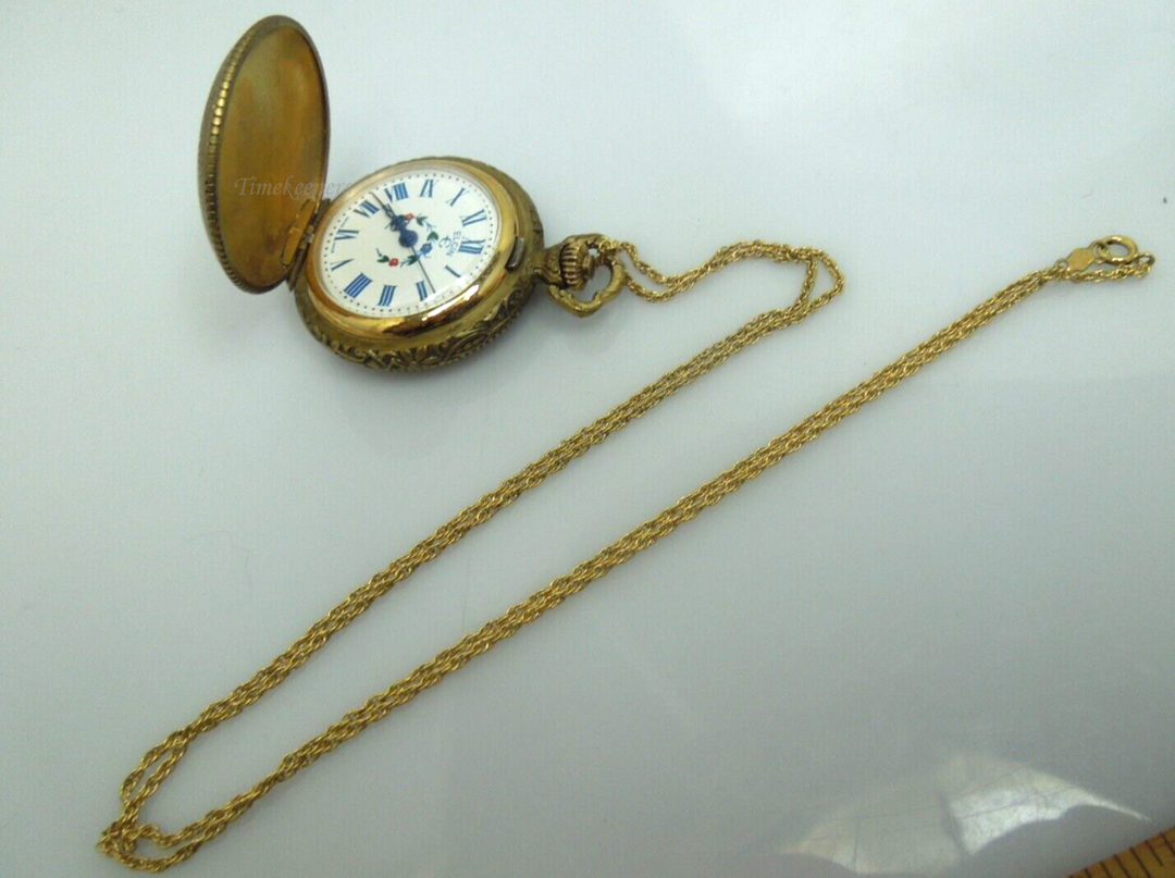 s915 RARE Elgin 17 Jewels Gold Filled Women's Pocket Watch Necklace