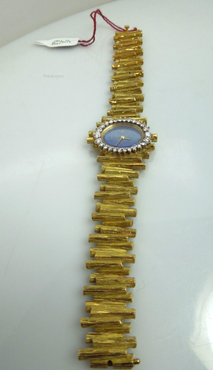 s841 Ebel Solid 18kt Yellow Gold Diamond Lapis Lazuli Dial Manual wind Wristwatch, circa 1960s Unisex Watch