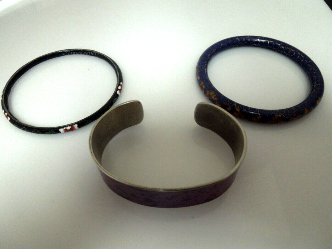 s099 Set of 3 Vintage Cloisonné Bangle Bracelet,Cuff Bracelet