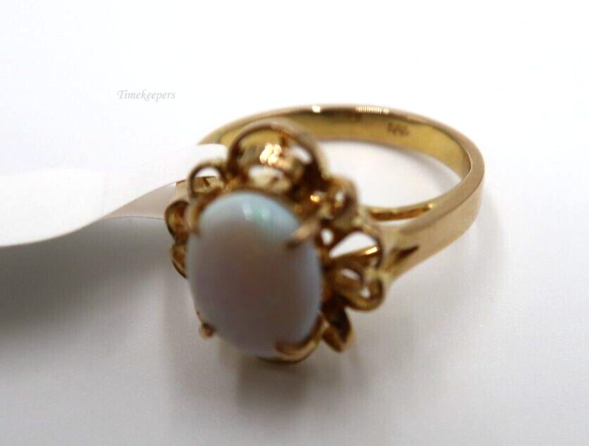 t183 14kt Yellow Gold Opal Ring Size 5 1/4(US) Signed,14kt Gold Opal Ring,14kt Gold Gemstone ring