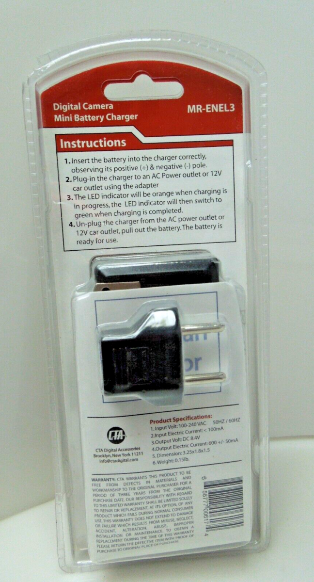 s587 NEW CTA Digital Camera Quick Charger For Nikon EN-EL3 Battery  