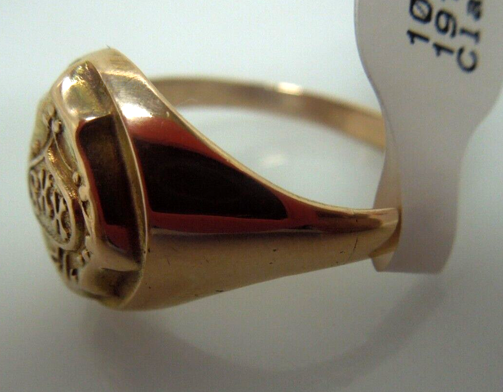 s197 (10kt ) Rose Gold 1912 HHS Ring Size 10 3/4 Signed 6.6g