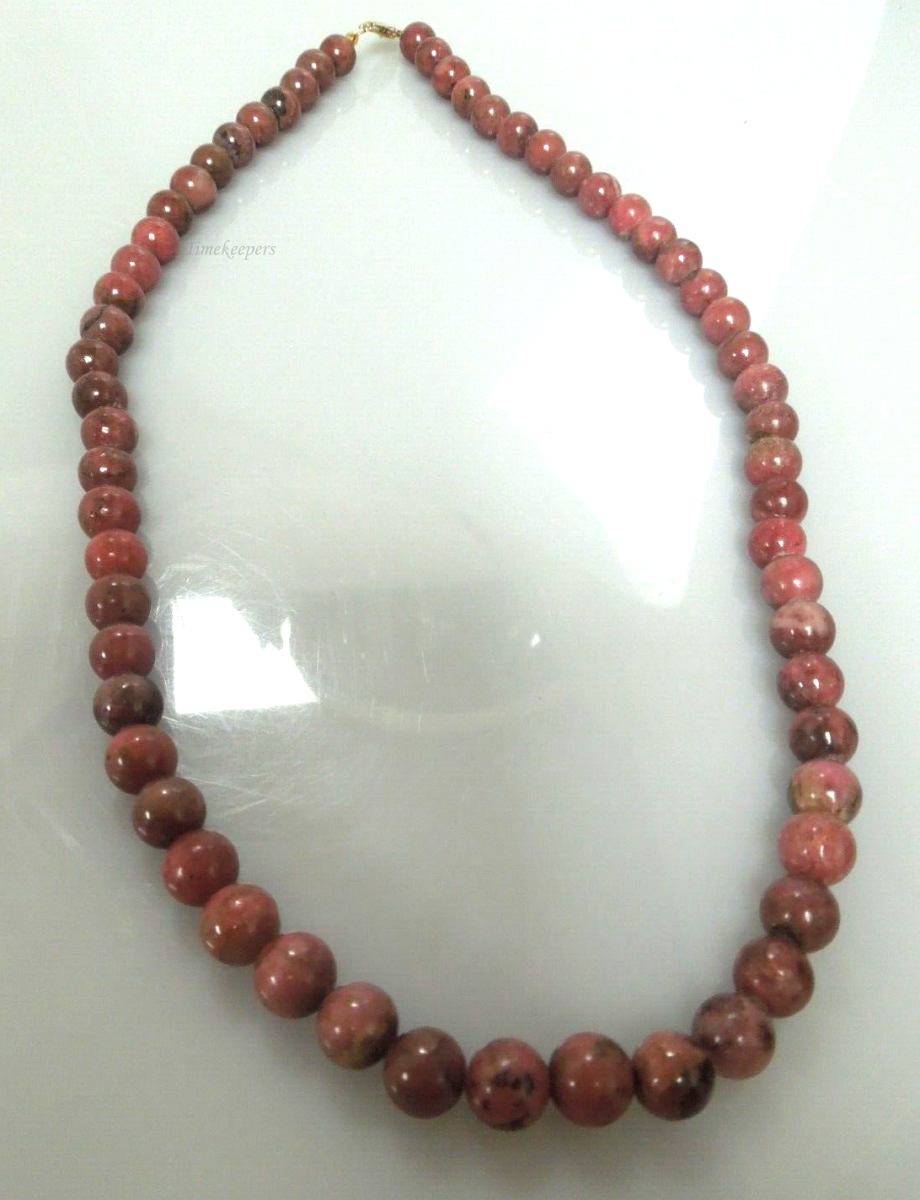 s109 Genuine Rhodonite Natural Gemstone 10mm Necklace 24"