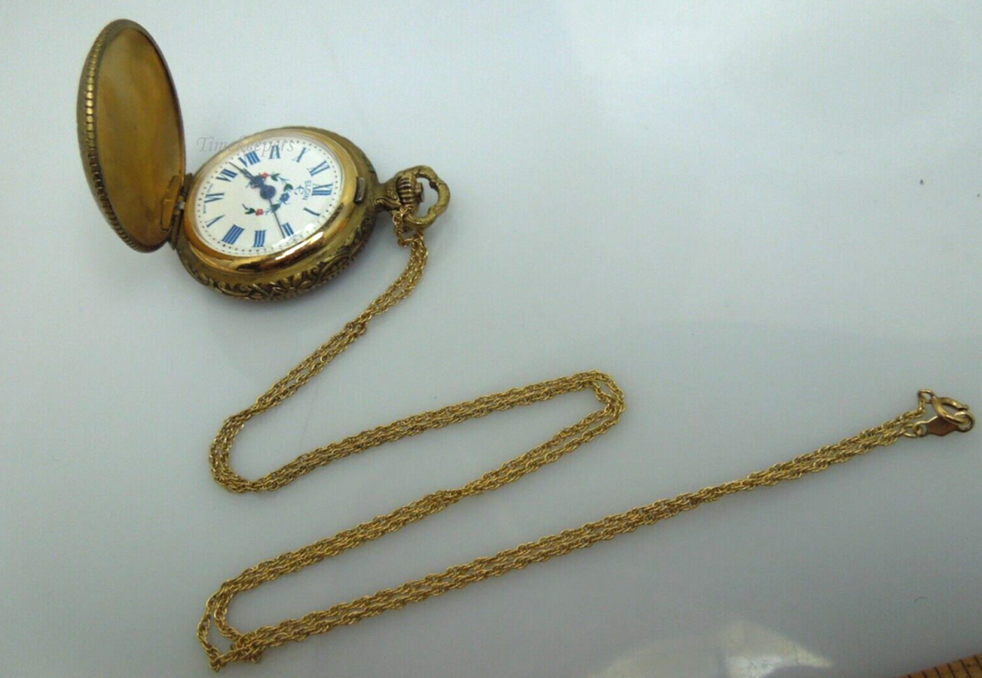 s915 RARE Elgin 17 Jewels Gold Filled Women's Pocket Watch Necklace