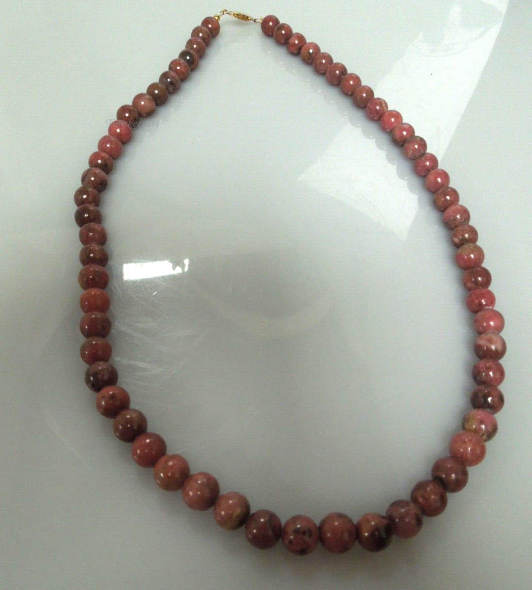 s109 Genuine Rhodonite Natural Gemstone 10mm Necklace 24"