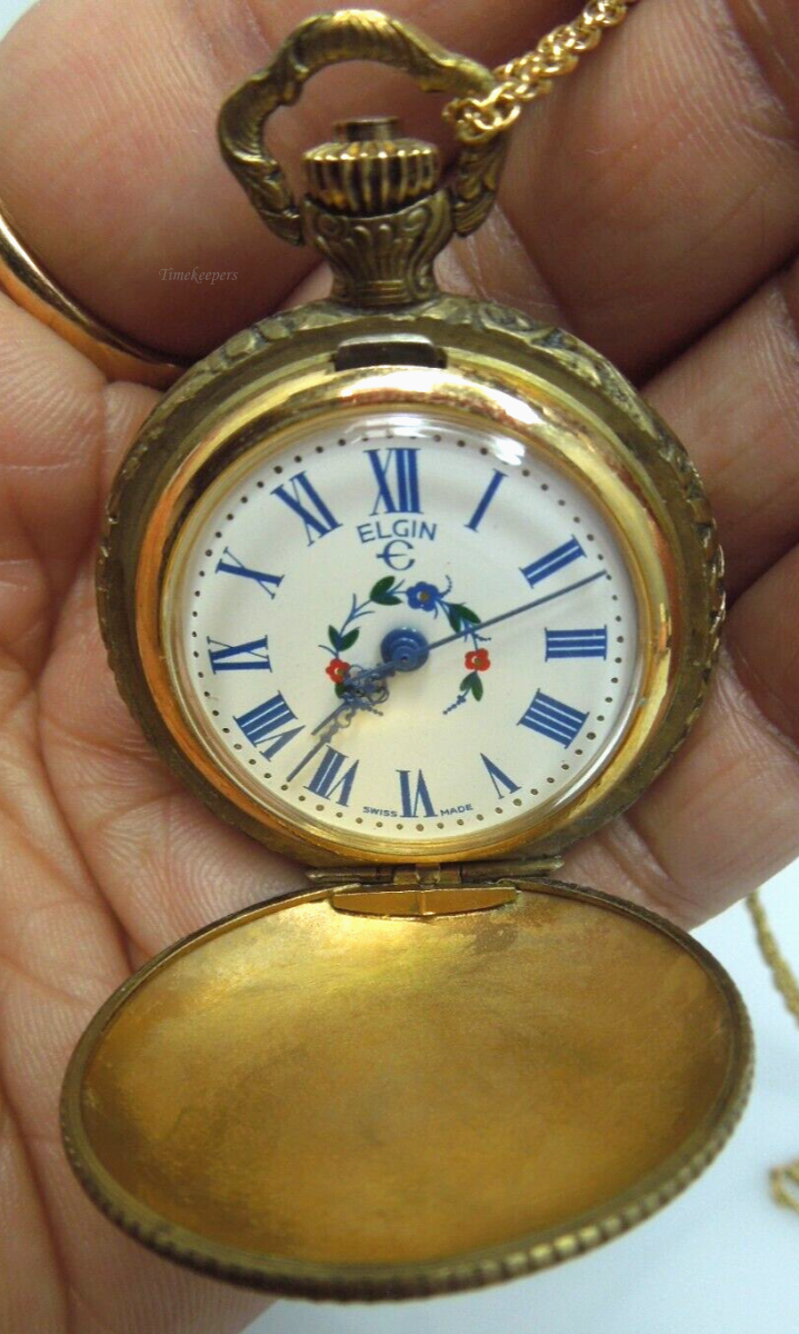 s915 RARE Elgin 17 Jewels Gold Filled Women's Pocket Watch Necklace