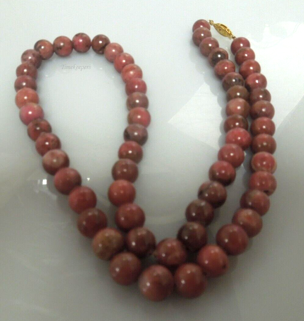 s109 Genuine Rhodonite Natural Gemstone 10mm Necklace 24"