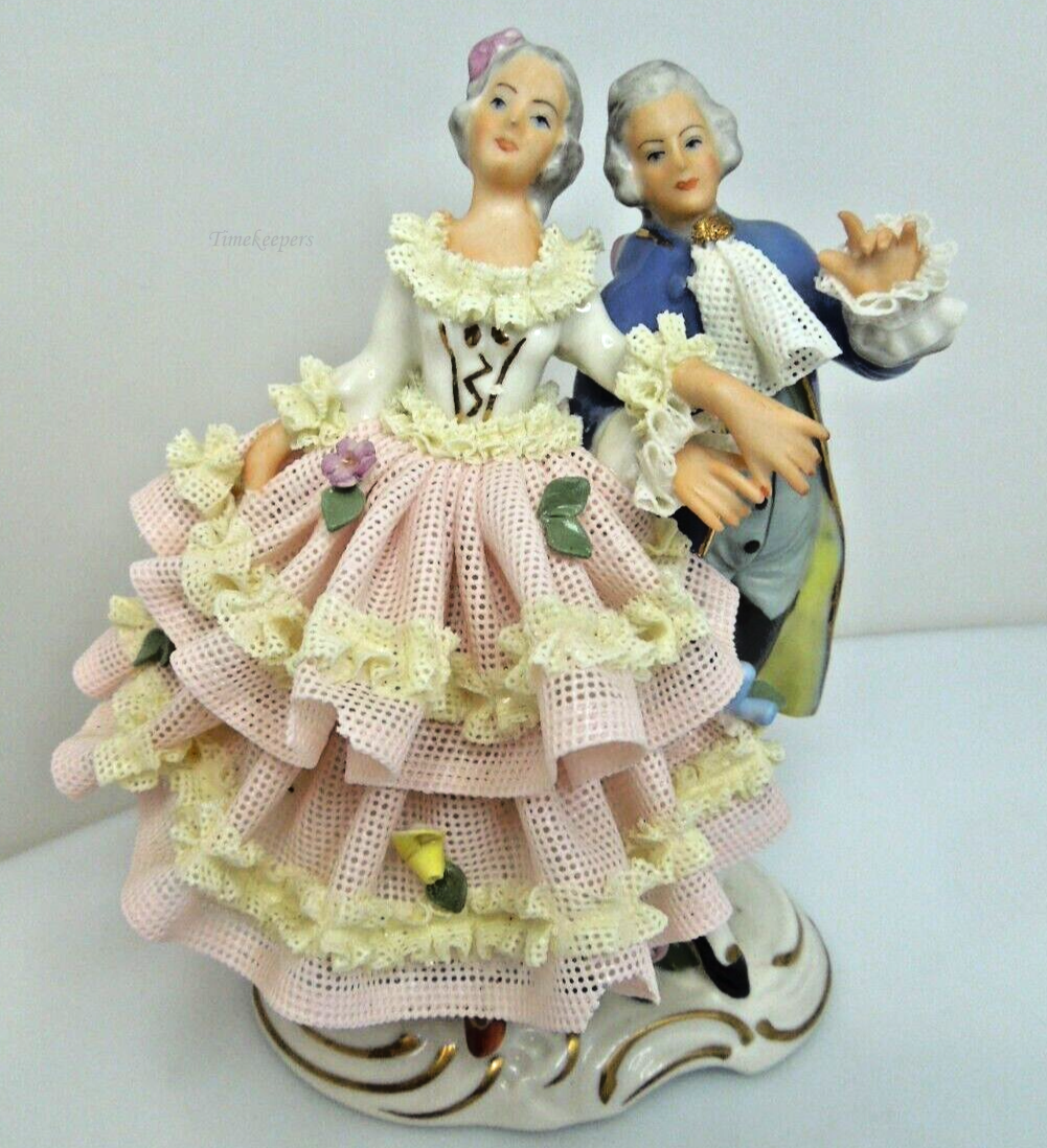 s800 Dresden Sandizell Porcelain Lace Figurine Couple Man & Women 