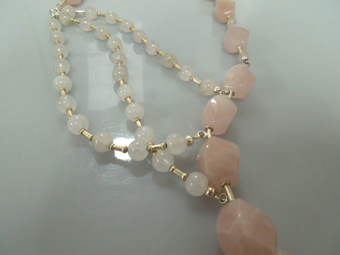 s110 Natural Genuine Rose Quartz Statement Necklace and matching earrings with Sterling Silver Lock 