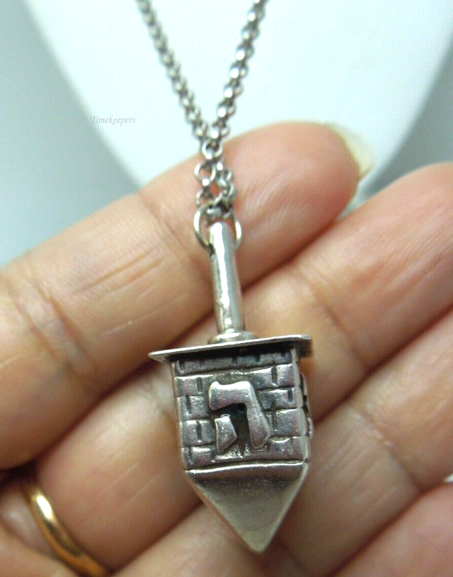 s963 Dreidel Necklace in Solid Sterling Silver Chain and Pendant 14g  